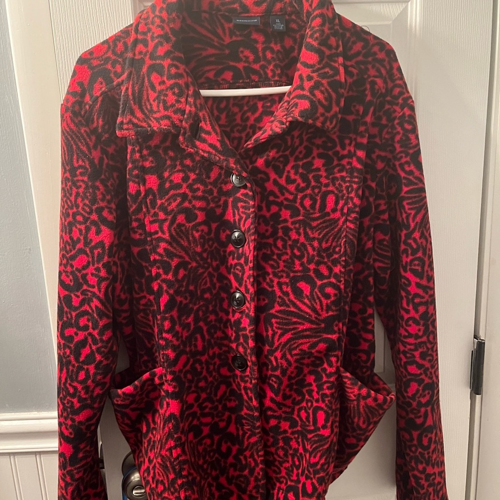 Westbound Red and Black Patterned Button-Down lightweight jacket.